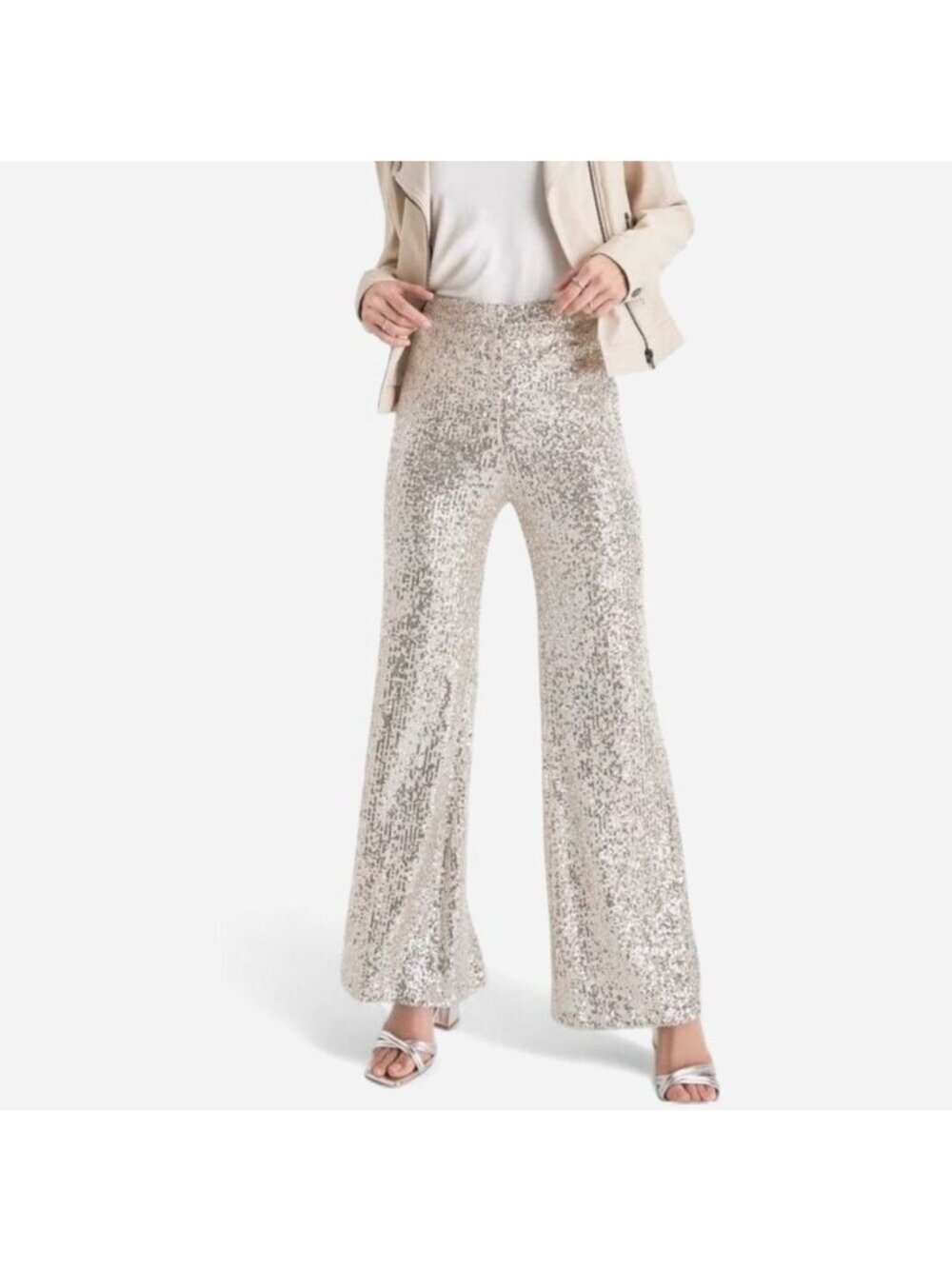 Cable & Gauge Sequin‎ Pants Maximalist Ecletic Bold Festive Size XS Women's